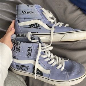 periwinkle hightop vans shoes